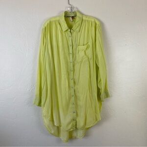 Anthropologie Pilcro Size Small Faded Yellow Green Button Down Long Tunic Blouse